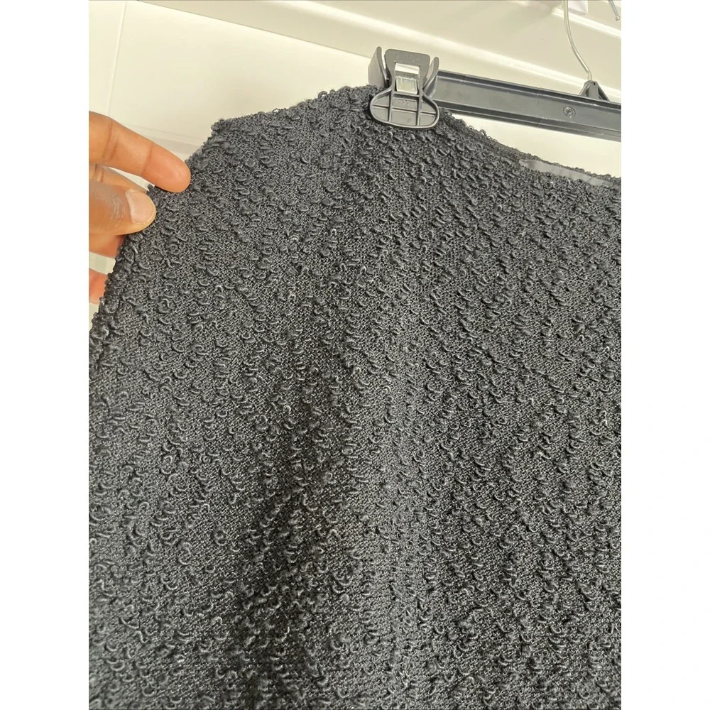 St John Knit Black Textured Wool Blend Pencil Skirt Size 16 Luxury